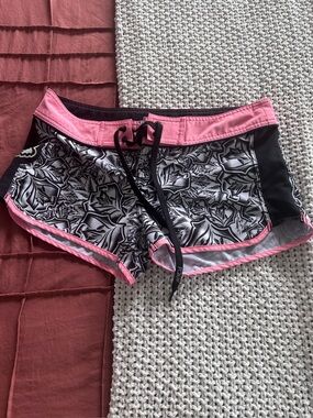 Fox Black & Pink Floral Athletic Board Shorts